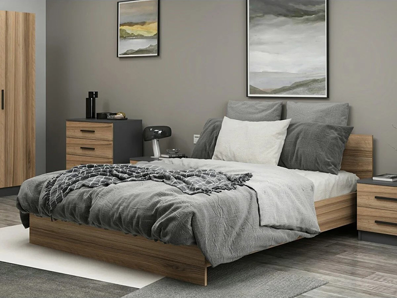 Set za spavaću sobu Anthracite - Wood - Slika 5